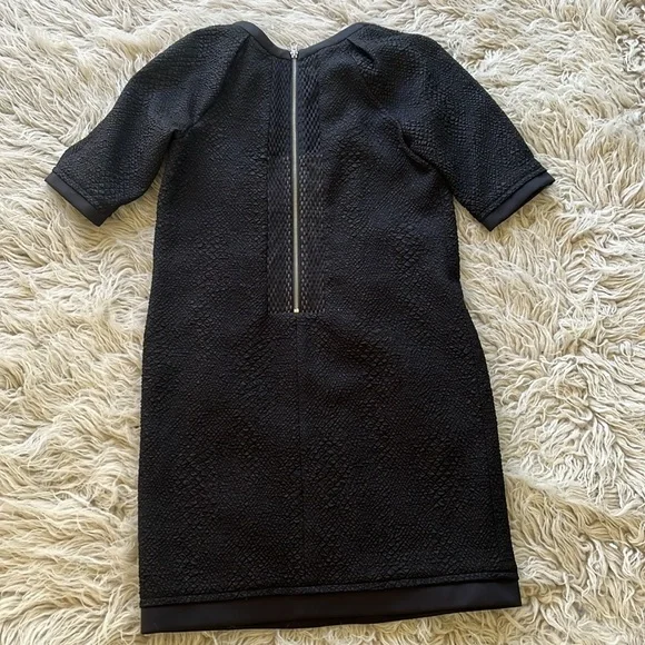 like new Yoana Baraschi black crepe mesh detailed scoop neck zip up dress size S - Picture 7 of 12